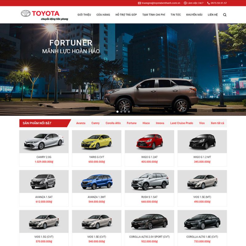 Theme wordpress bán xe Toyota 01